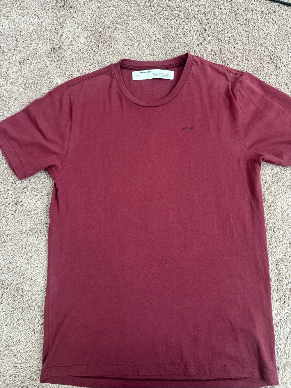 Men's Off White T-Shirt - Burgundy